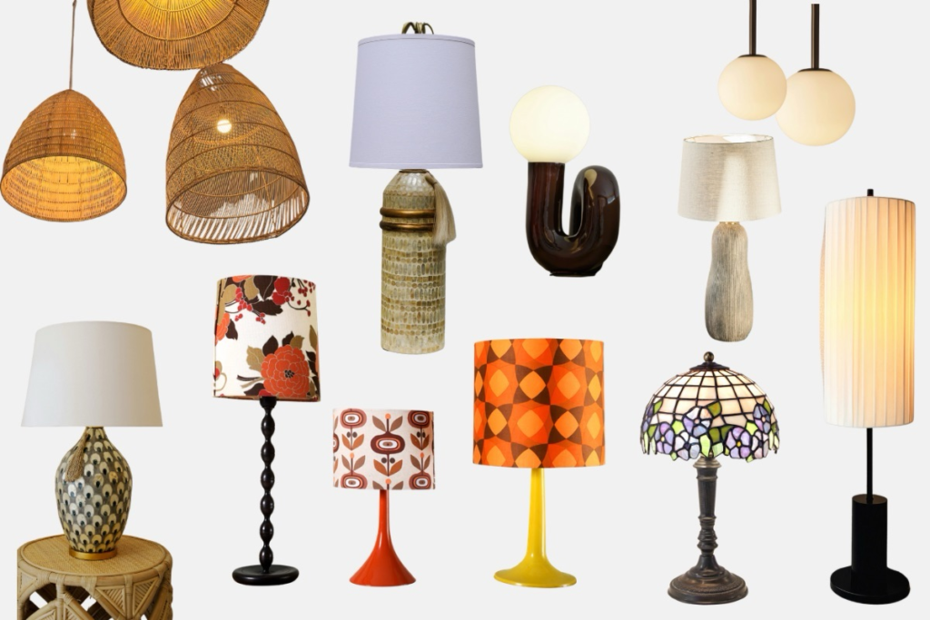 Statement lighting decor trends 2026. Features unique sculptures lamps, over oversized pendants, textured and layered lighting. 