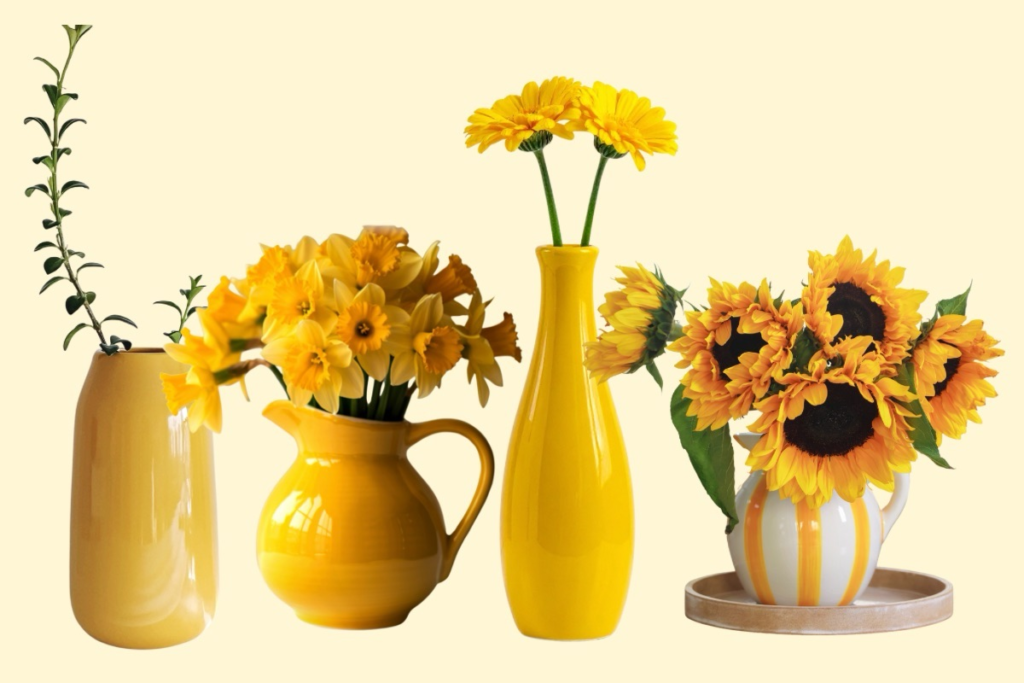 Spring home decor ideas. Shop on Amazon, butter yellow vases 
