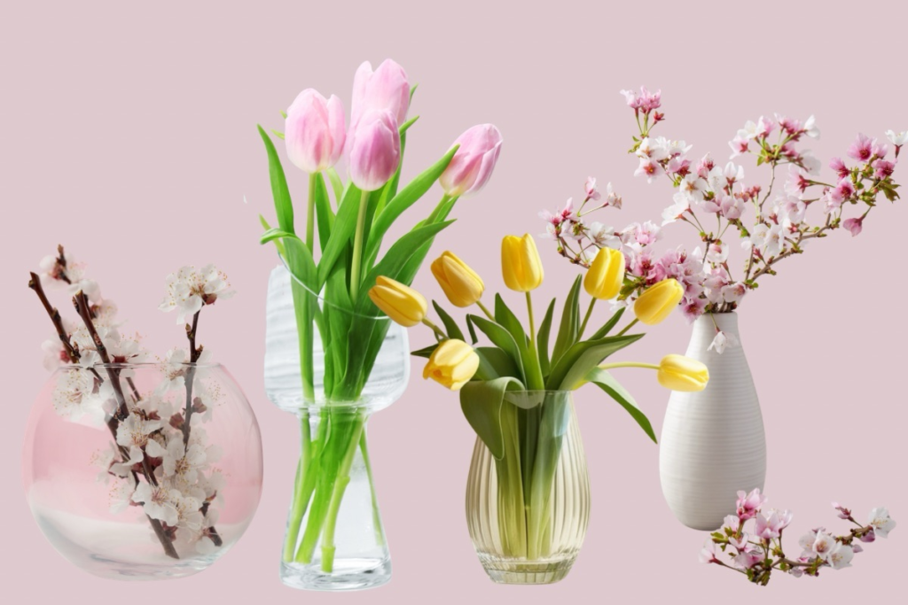 faux tulip stems in glass vase spring home decor, Shop on Amazon. Spring home decor ideas