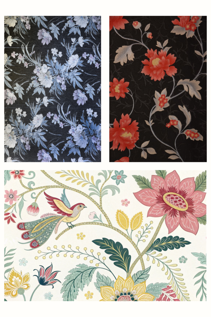 Vintage style botanic wallpaper - maximalist eclectic home decor ideas 