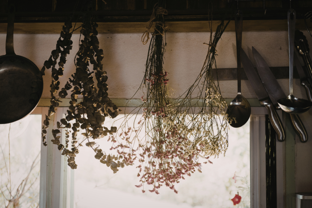 dried hanging flowers